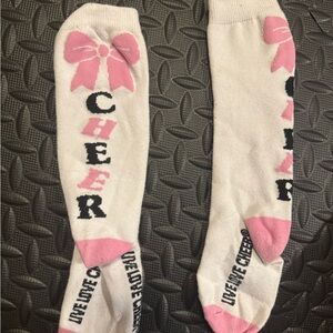 Pink and White Cheer Socks